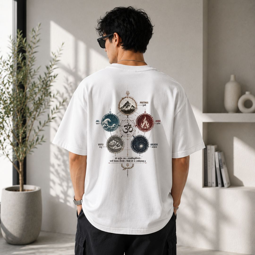 Panch Tatva Oversized T-Shirt | Five Elements Spiritual Graphic Tee