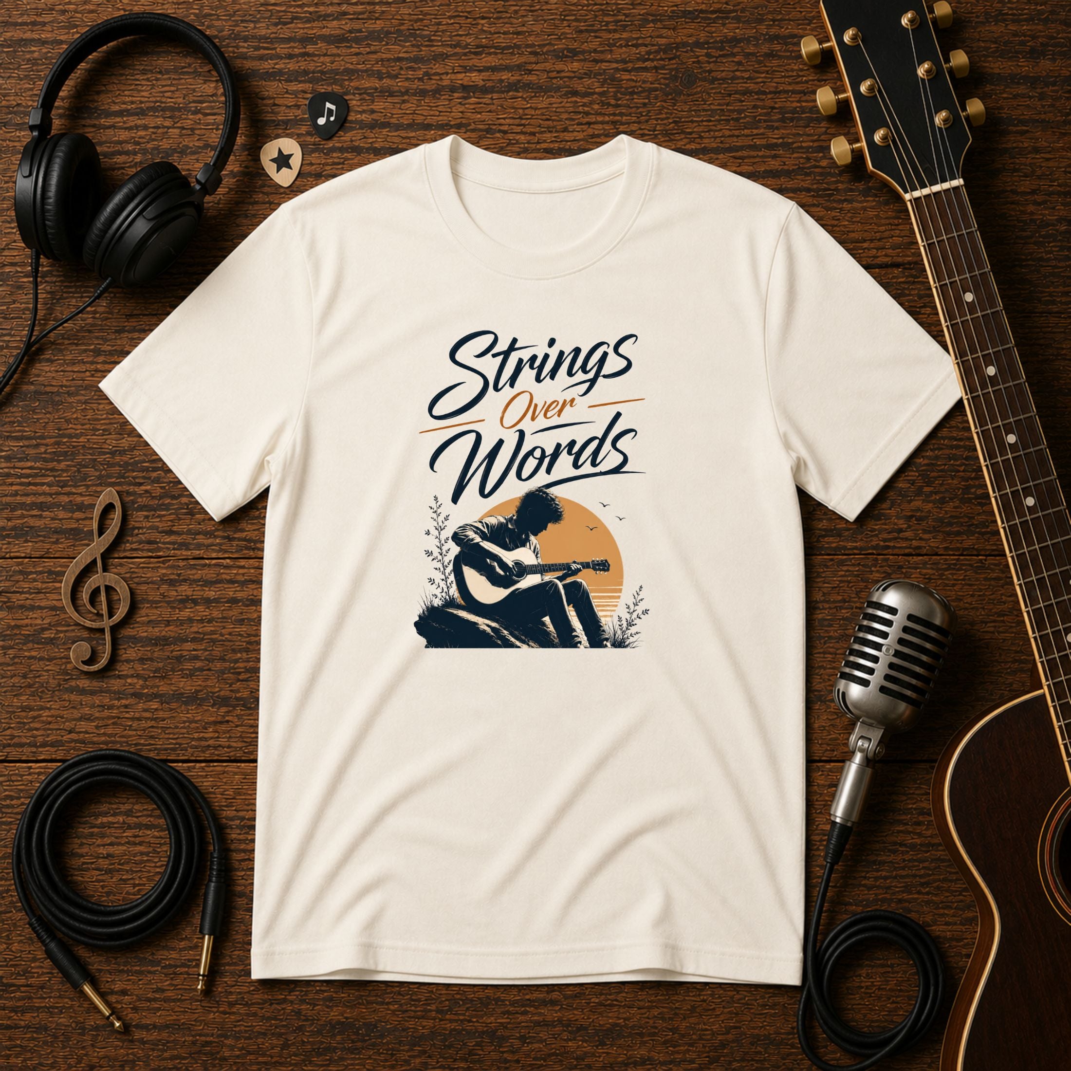 Strings Over Words | Unisex Regular Fit Guitar T-Shirt