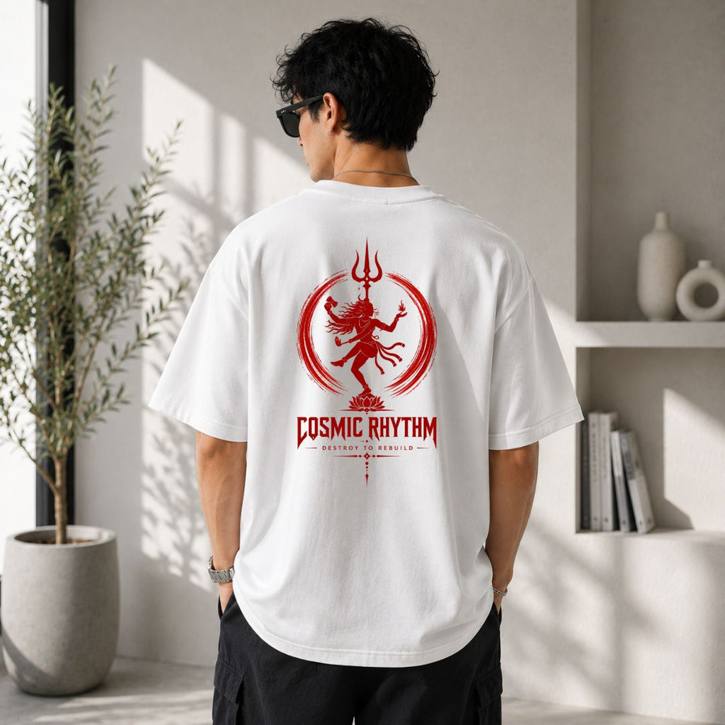 Cosmic Rhythm Oversized T-Shirt | Nataraja Shiva Spiritual Streetwear Tee