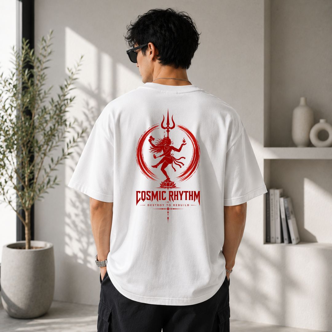 Cosmic Rhythm Oversized T-Shirt | Nataraja Shiva Spiritual Streetwear Tee