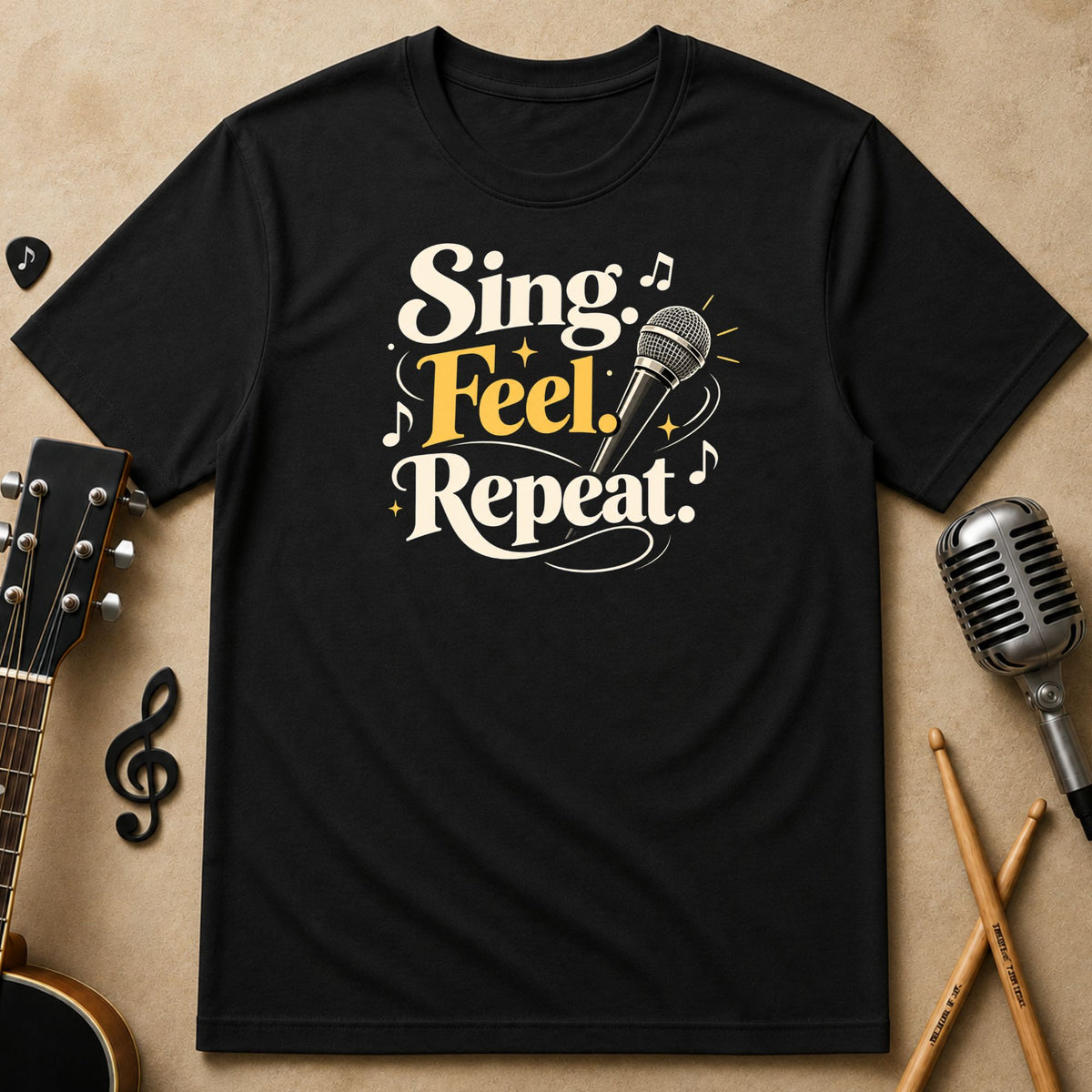 Sing. Feel. Repeat. Unisex Music Tee