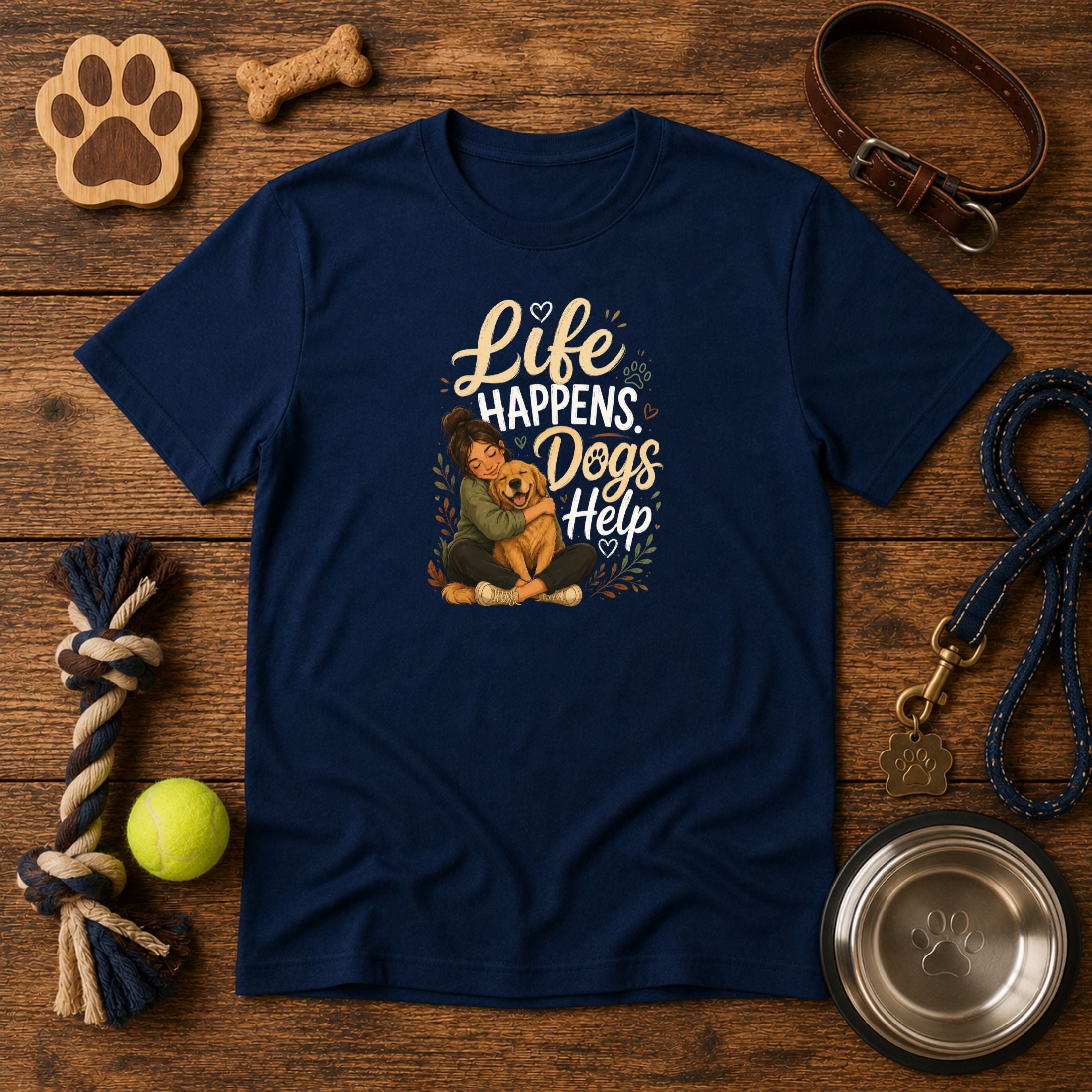 Life Happens Dogs Help | Cute Dog Lover Unisex T-Shirt