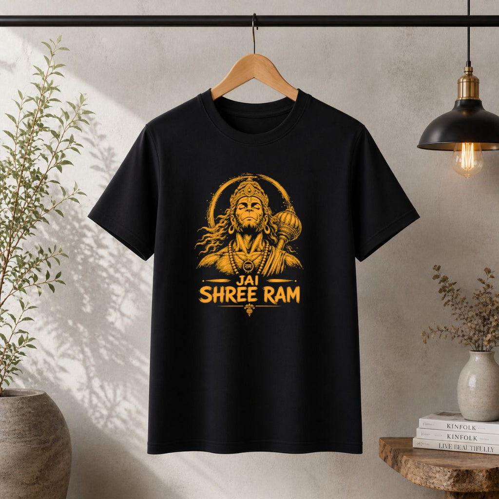 Jay Shree Ram Hanuman Regular Unisex T-Shirt | Lord Hanuman Devotional Graphic Tee