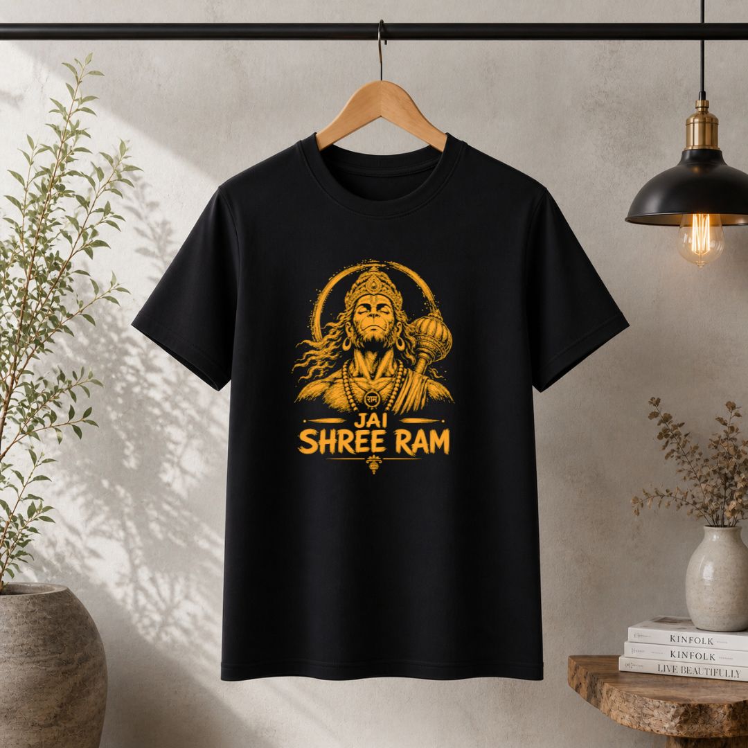 Jay Shree Ram Hanuman Regular Unisex T-Shirt | Lord Hanuman Devotional Graphic Tee