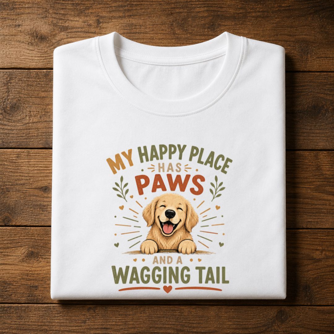 My Happy Place Has Paws and a Wagging Tail Unisex Dog Lover T-Shirt