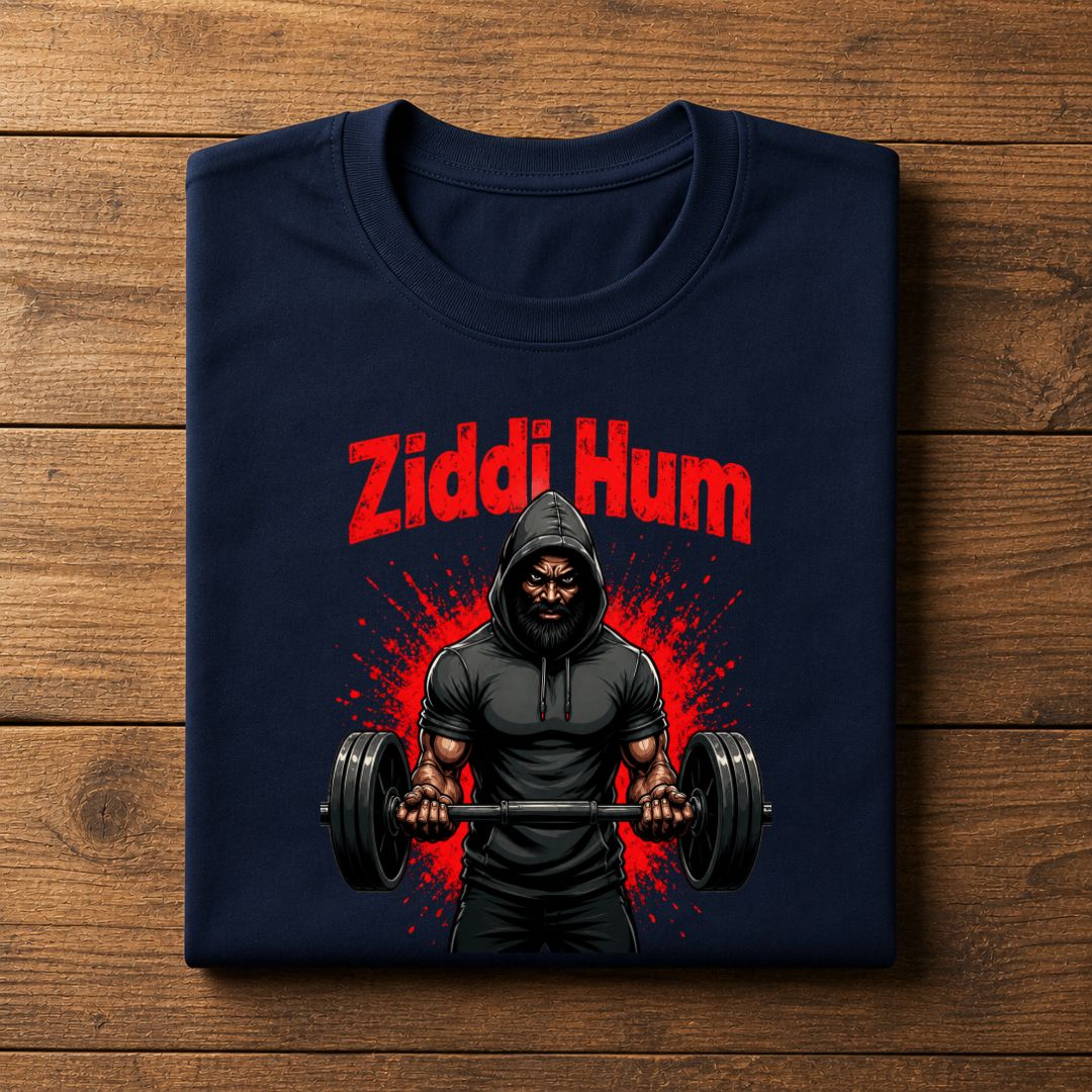 Ziddi Hum Gym T-Shirt | Hindi Fitness Motivation Shirt