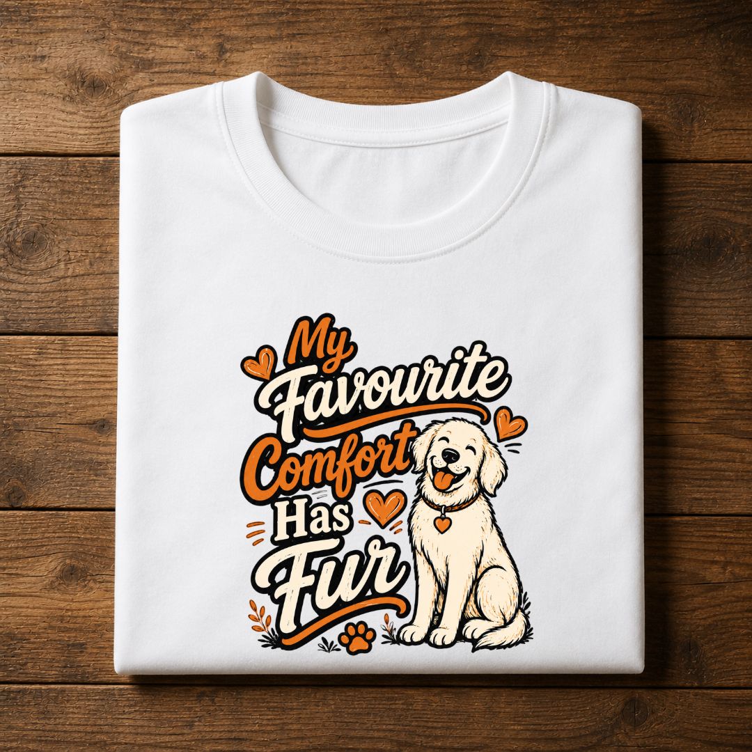 My Favorite Comfort Has Fur T-Shirt | Cute Dog Lover Unisex Tee