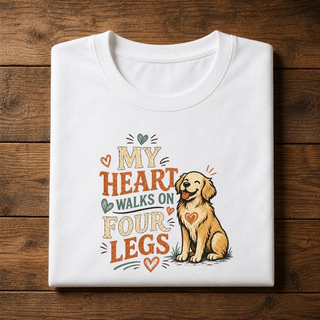 My Heart Walks On Four Legs T-Shirt | Dog Lover Graphic Tee