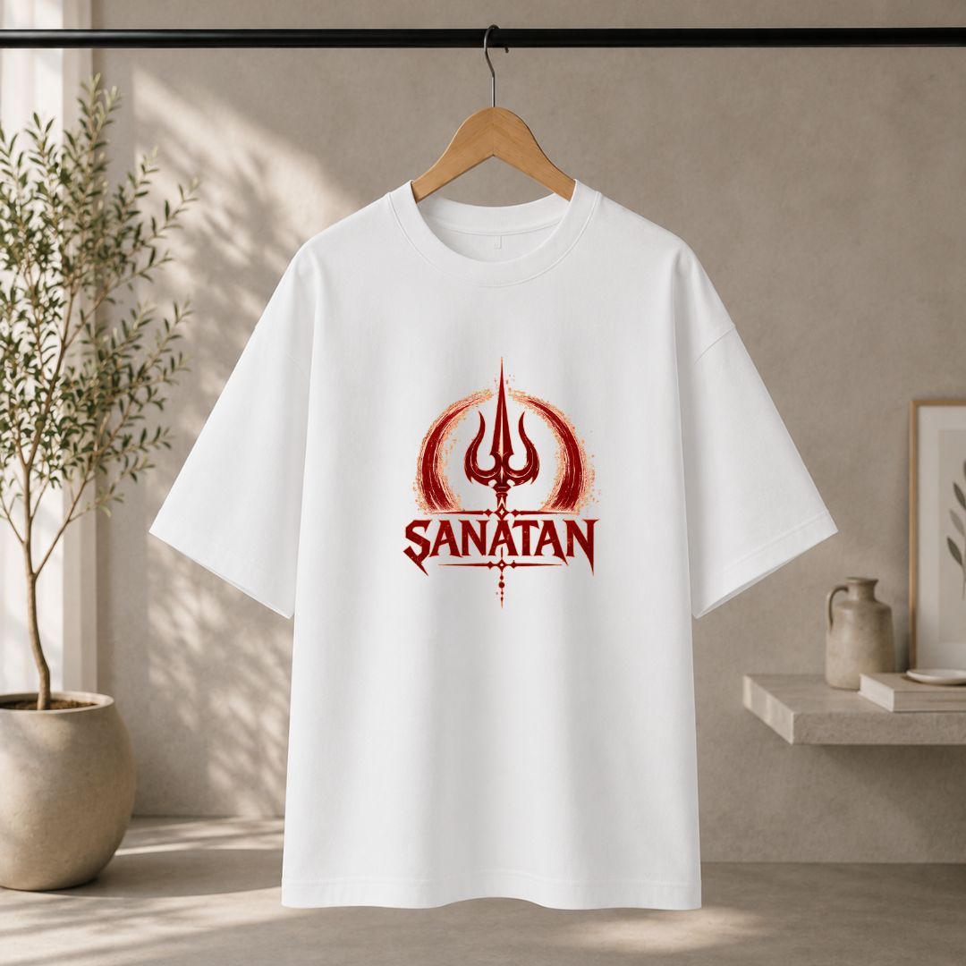 Sanatan Oversized T-Shirt | Trishul Spiritual Streetwear Tee