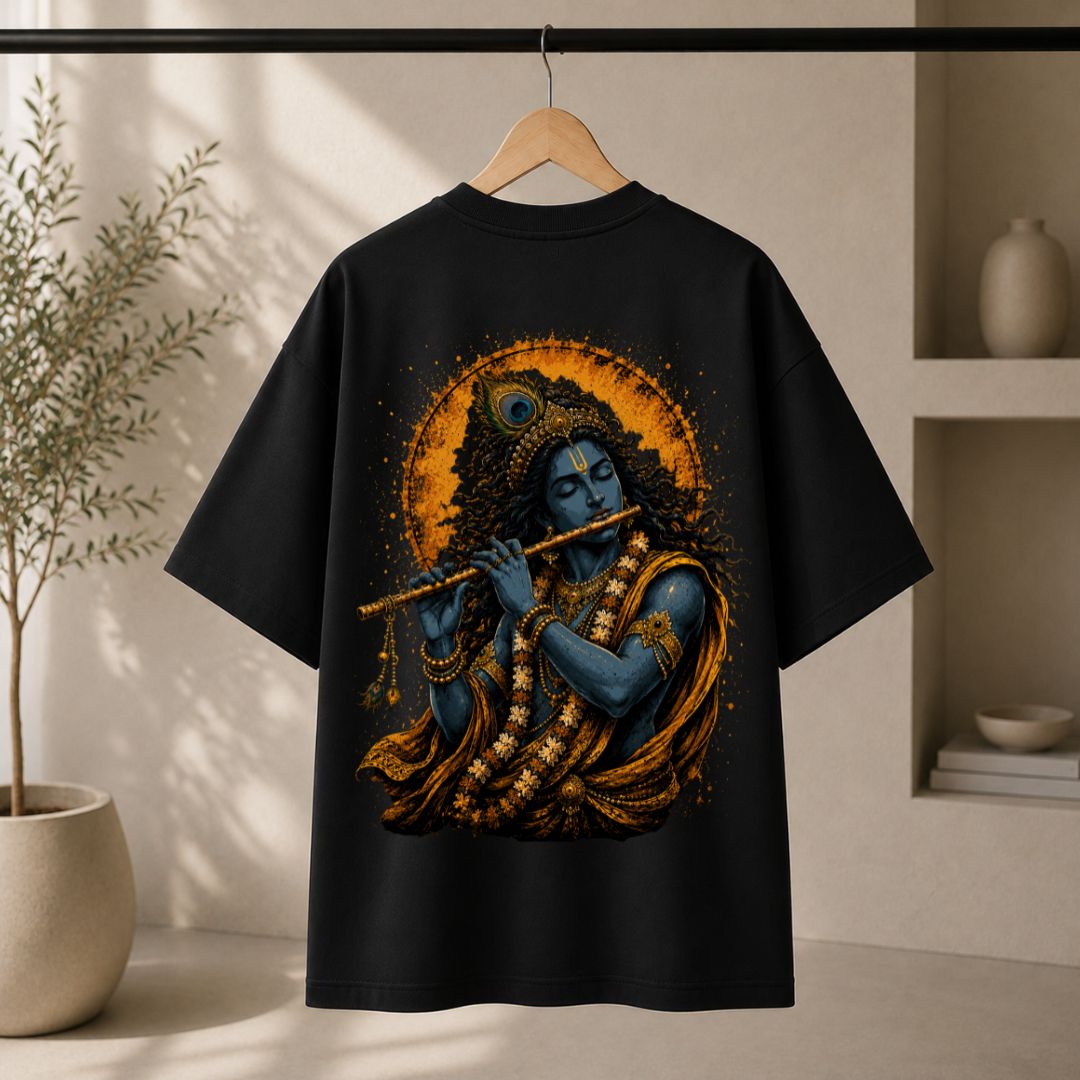 Lord Krishna Oversized Unisex T-Shirt | Vintage Hindu Aesthetic Tee