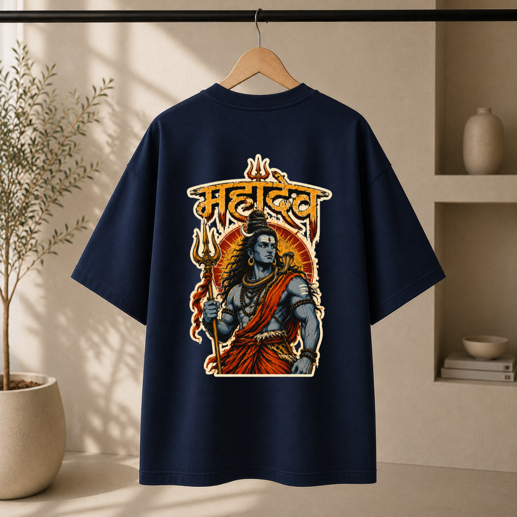 Mahadev Oversized T-Shirt | Powerful Lord Shiva Graphic Tee