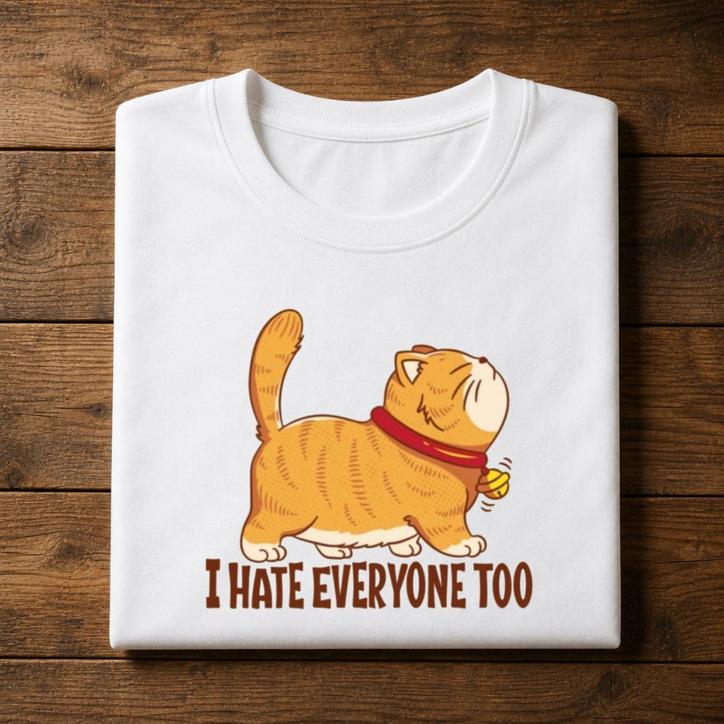 ]I Hate Everyone Too Cat T-Shirt | Funny Introvert Cat Tee