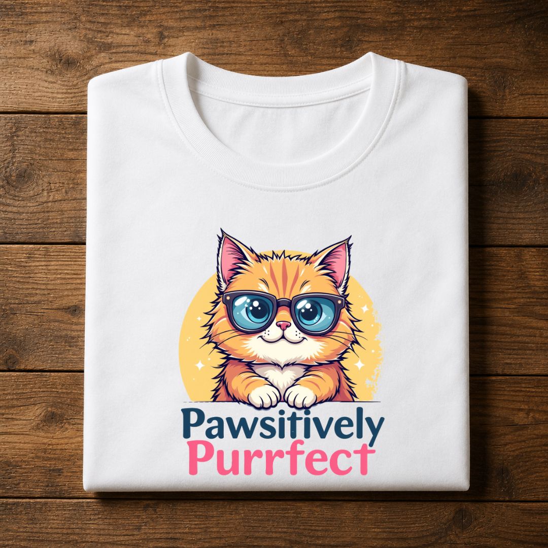 Pawsitively Purrfect Cat T-Shirt | Cute Cat Lover Tee