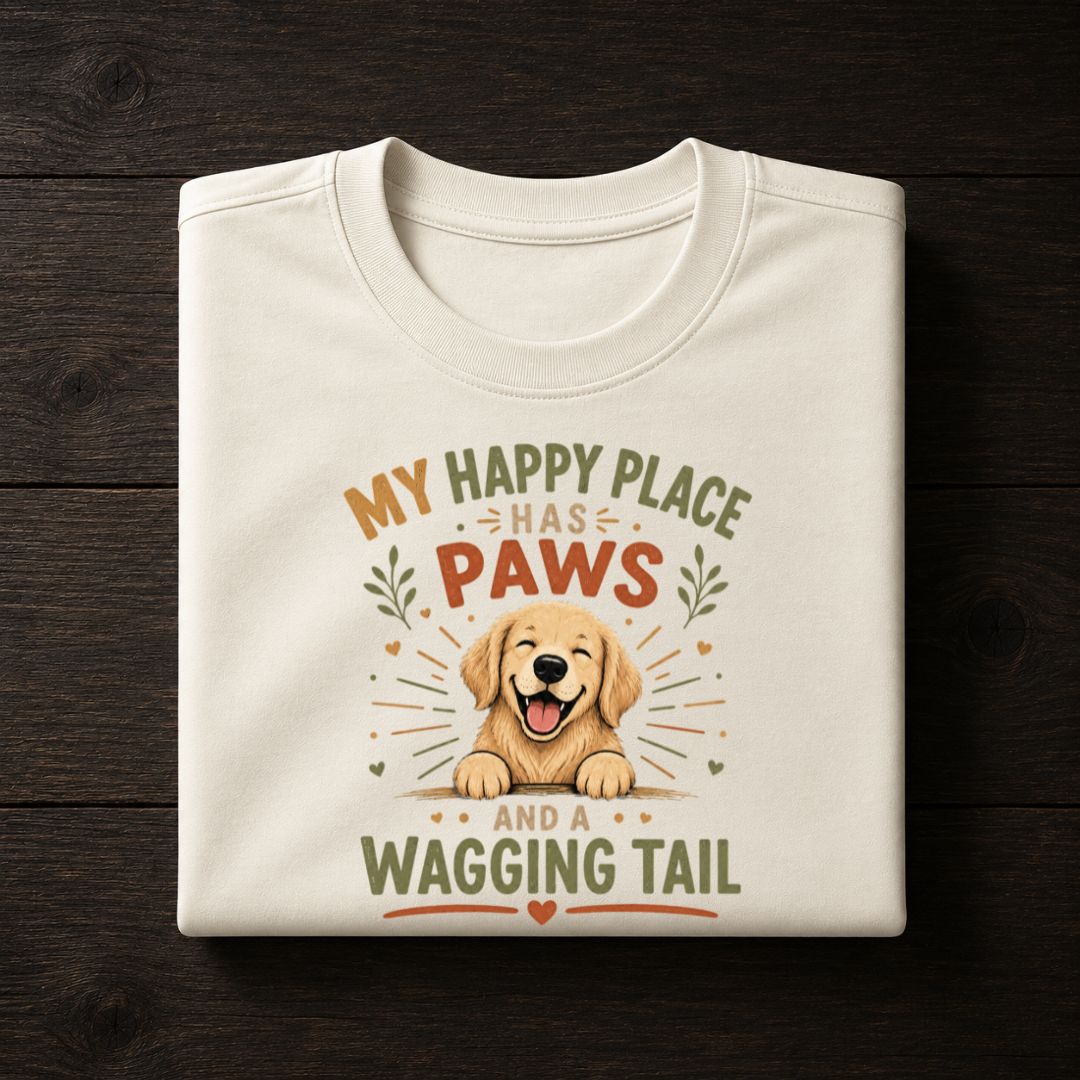 My Happy Place Has Paws and a Wagging Tail Unisex Dog Lover T-Shirt