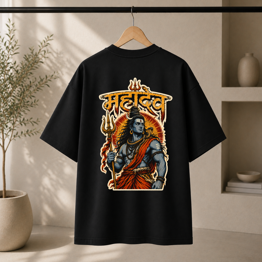 Mahadev Oversized T-Shirt | Powerful Lord Shiva Graphic Tee