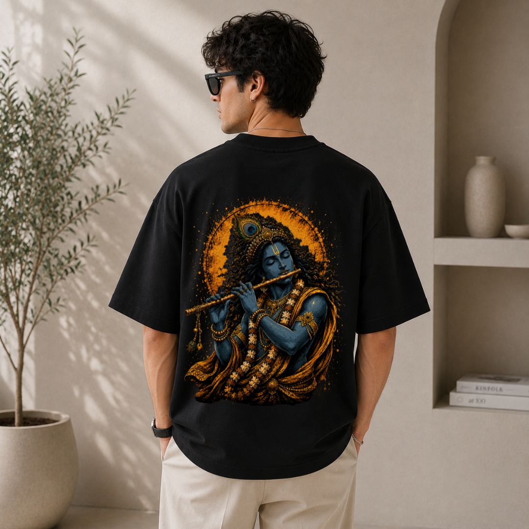 Lord Krishna Oversized Unisex T-Shirt | Vintage Hindu Aesthetic Tee