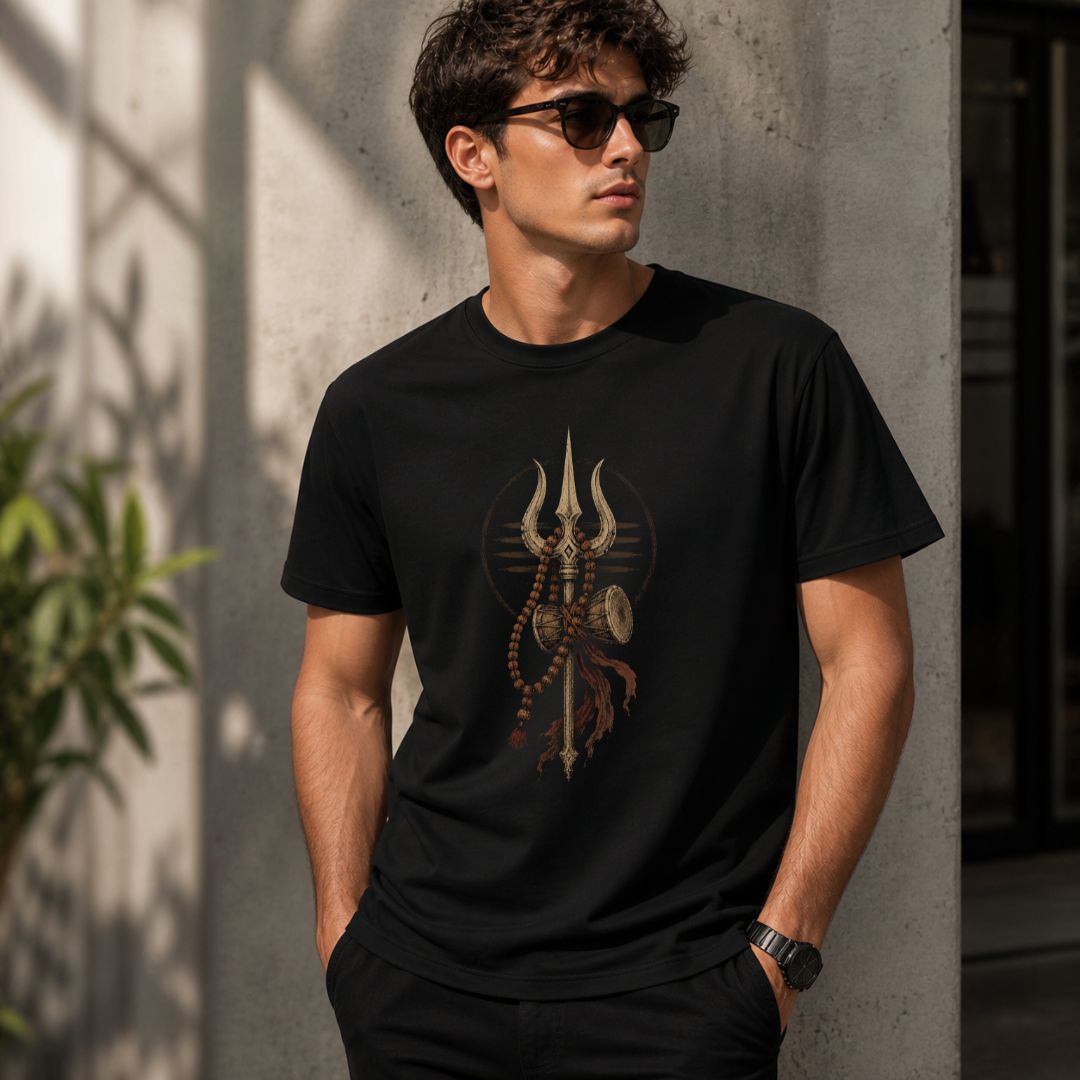Trishul Damru Rudraksha Regular Unisex T-Shirt