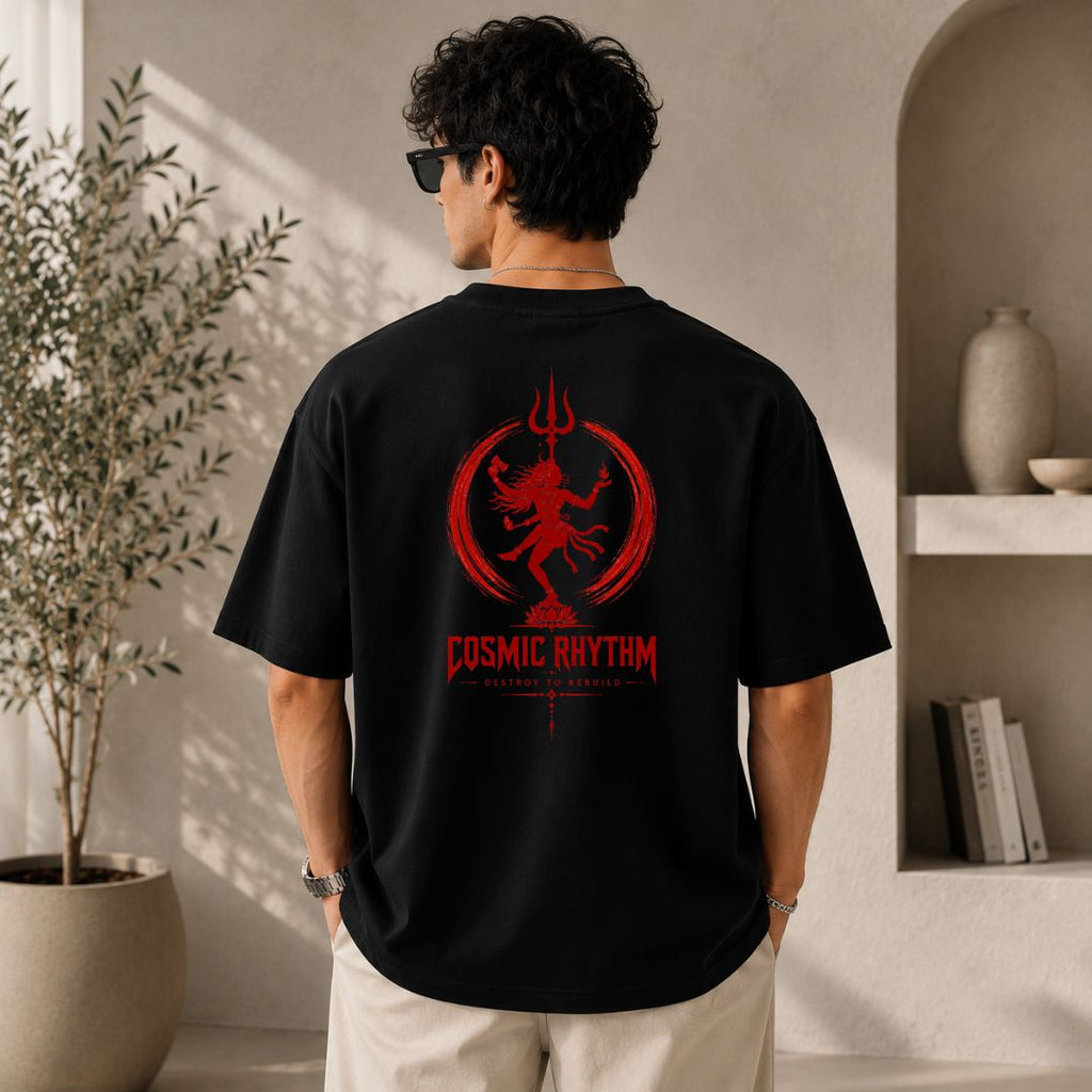 Cosmic Rhythm Oversized T-Shirt | Nataraja Shiva Spiritual Streetwear Tee