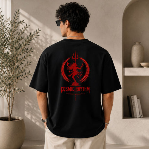 Cosmic Rhythm Oversized T-Shirt | Nataraja Shiva Spiritual Streetwear Tee