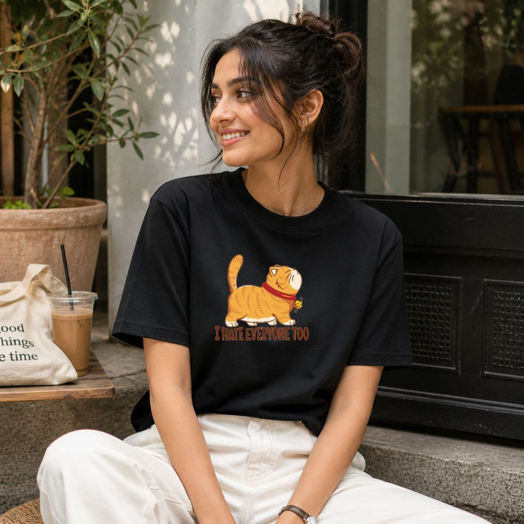 ]I Hate Everyone Too Cat T-Shirt | Funny Introvert Cat Tee