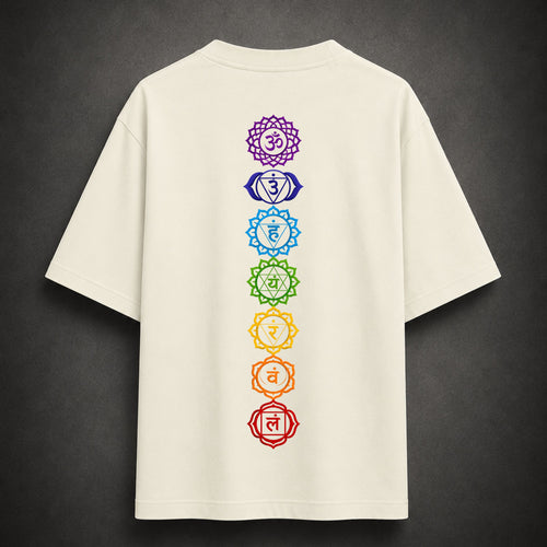 7 Chakra Oversized T-Shirt | Spiritual Chakra Alignment Yoga Tee