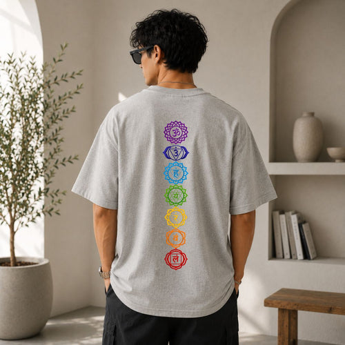 7 Chakra Oversized T-Shirt | Spiritual Chakra Alignment Yoga Tee
