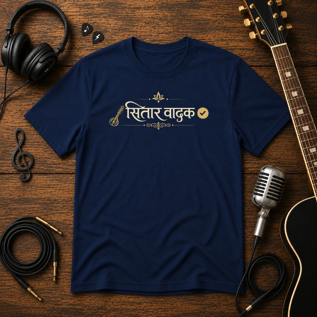 सितार वादक Unisex Tee – Hindi Sitar Player T-Shirt