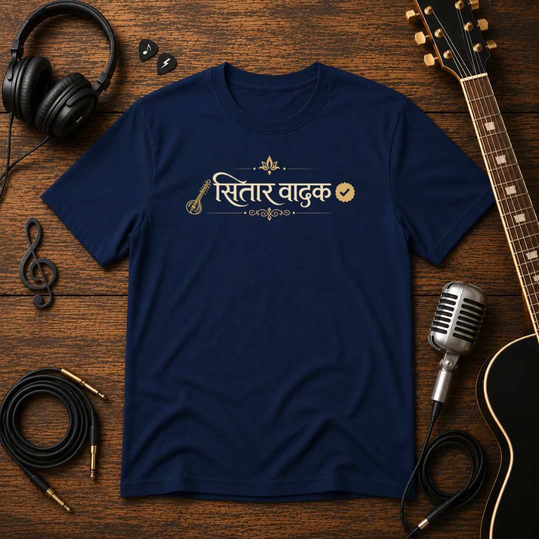 सितार वादक Unisex Tee – Hindi Sitar Player T-Shirt
