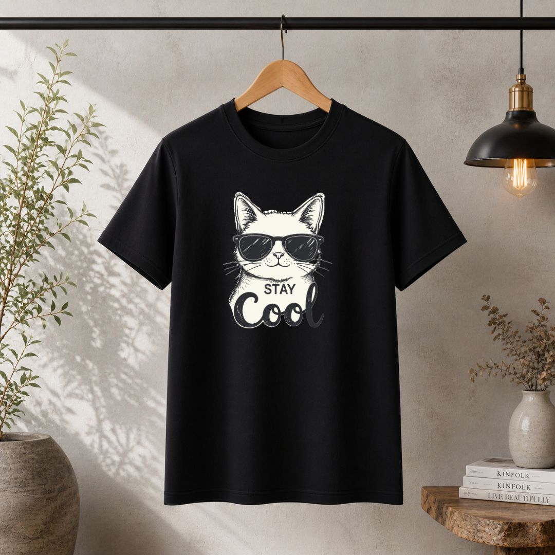 Stay Cool Cat T-Shirt | Funny Cat Lover Graphic Tee