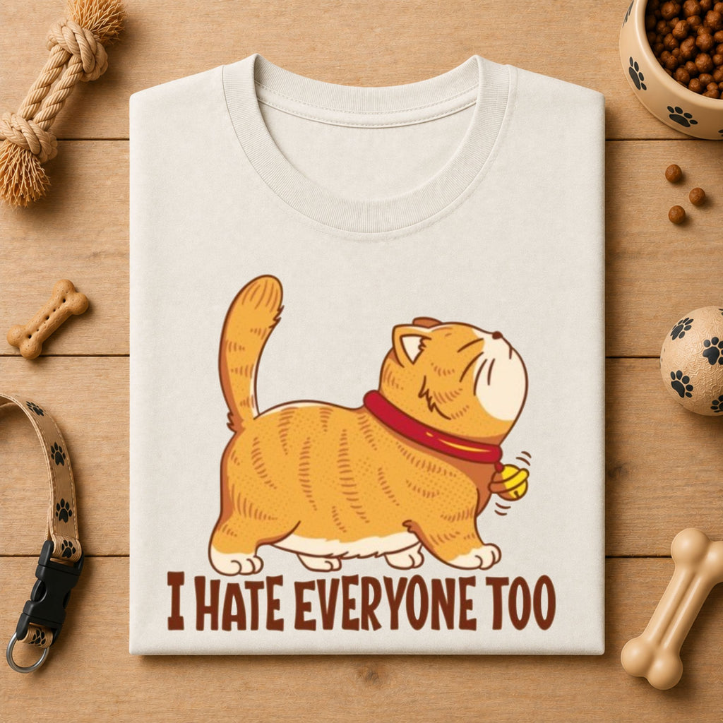 I Hate Everyone Too Cat T-Shirt | Funny Introvert Cat Tee
