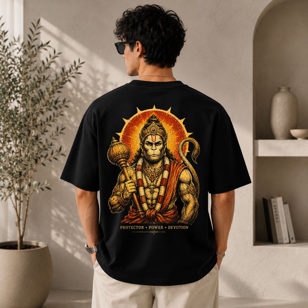 Lord Hanuman Protector Power Devotion Oversized T-Shirt
