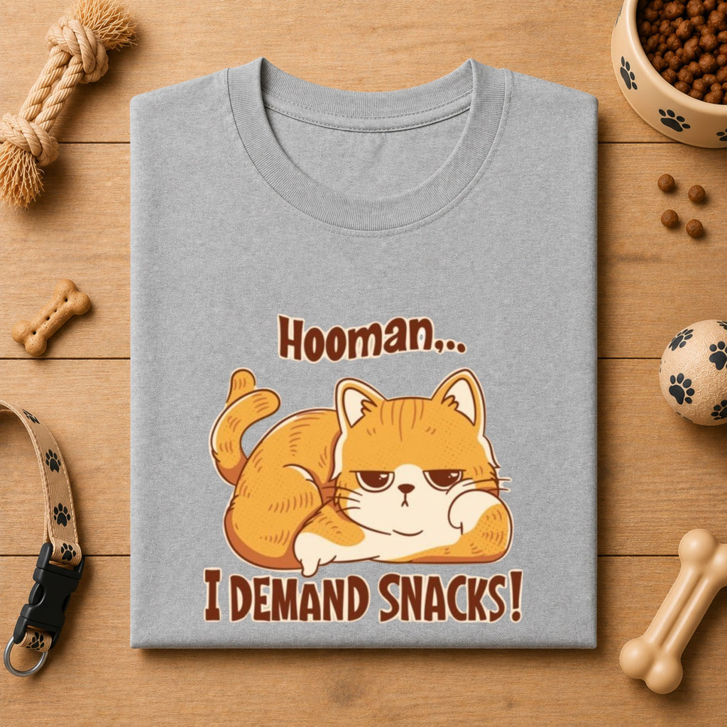 Hooman I Demand Snacks Cat T-Shirt | Funny Cat Lover Tee