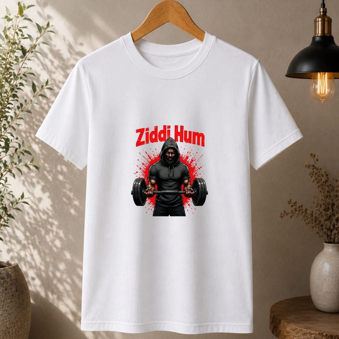 Ziddi Hum Gym T-Shirt | Hindi Fitness Motivation Shirt