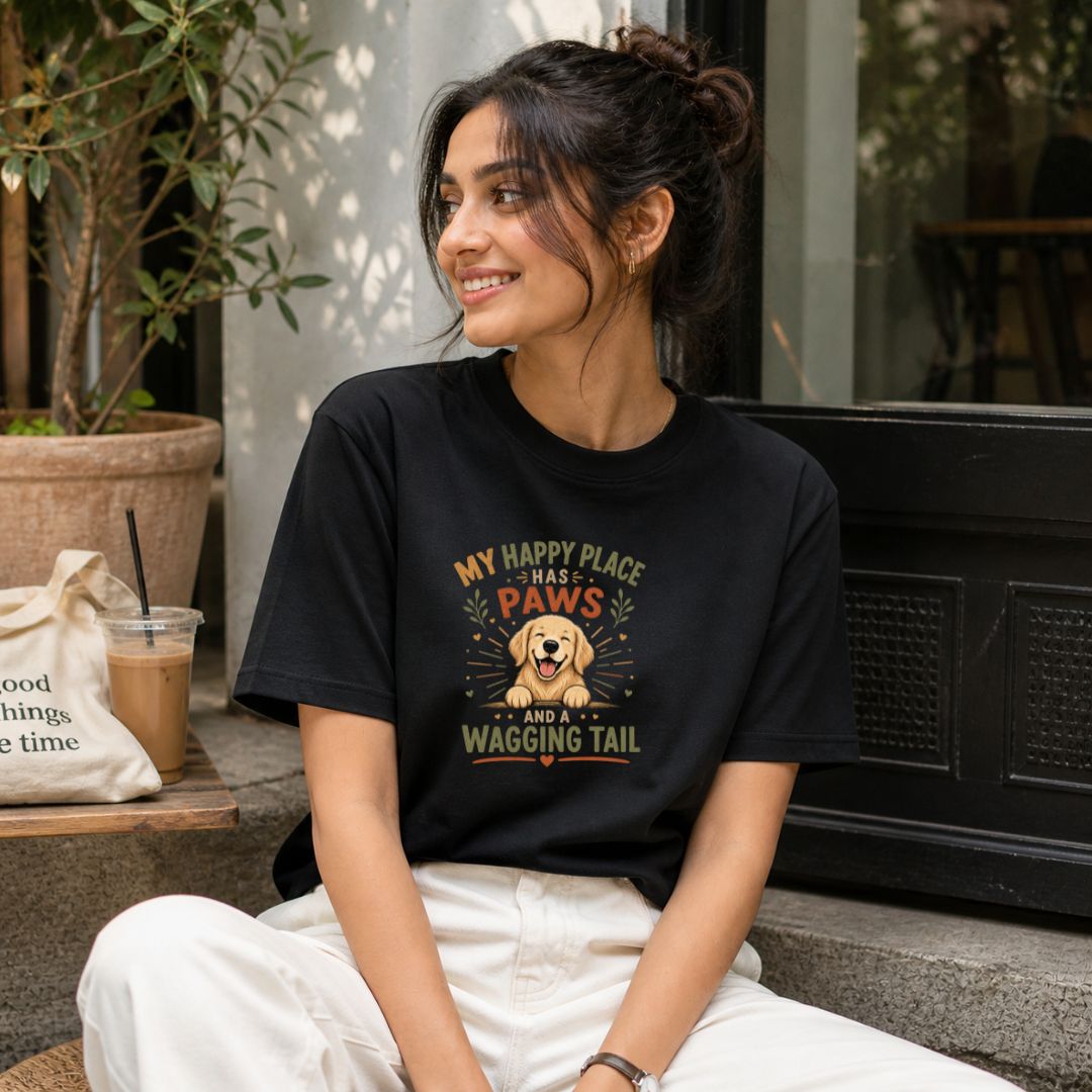My Happy Place Has Paws and a Wagging Tail Unisex Dog Lover T-Shirt