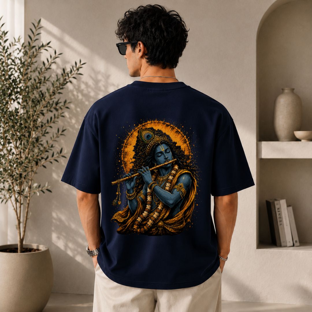 Lord Krishna Oversized Unisex T-Shirt | Vintage Hindu Aesthetic Tee