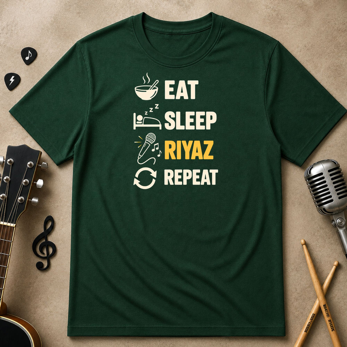 Eat. Sleep. Riyaz. Repeat. Unisex Music Tee