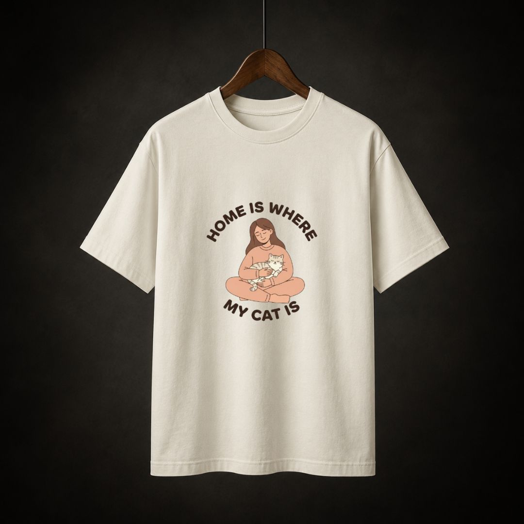 Home Is Where My Cat Is T-Shirt | Cat Mom Graphic Tee