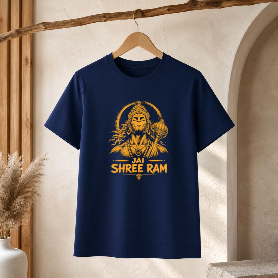 Jay Shree Ram Hanuman Regular Unisex T-Shirt | Lord Hanuman Devotional Graphic Tee