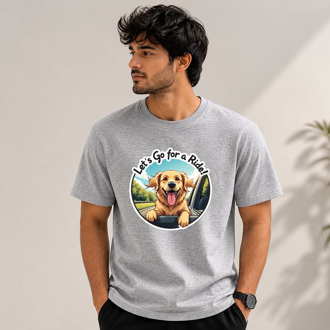 Let's Go For A Ride Dog T-Shirt | Happy Golden Retriever Tee