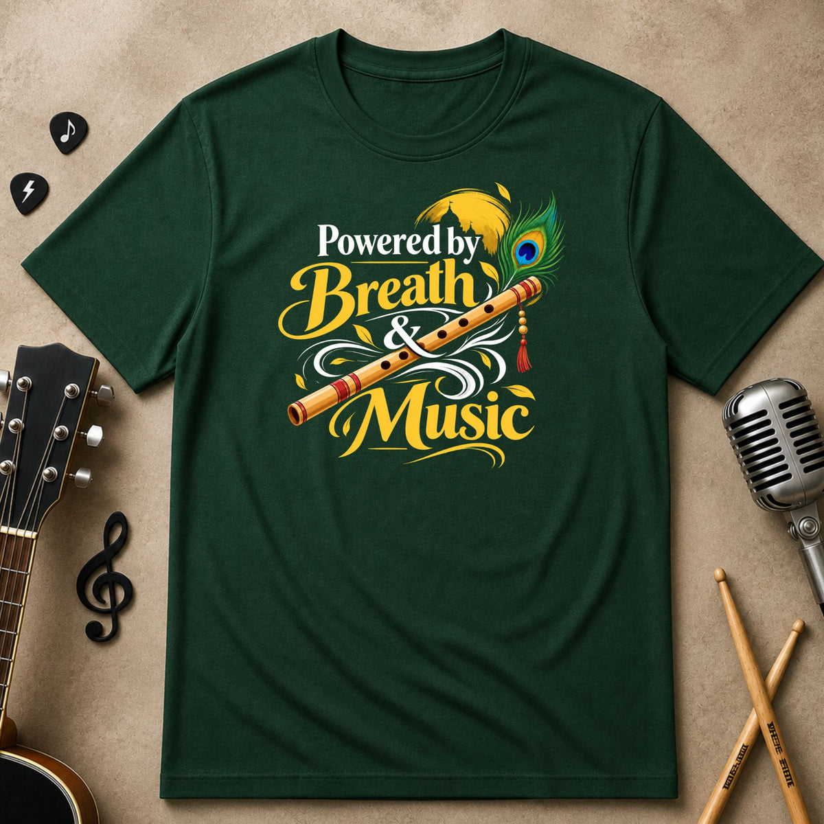 Powered by Breath & Music | Flute Unisex T-Shirt