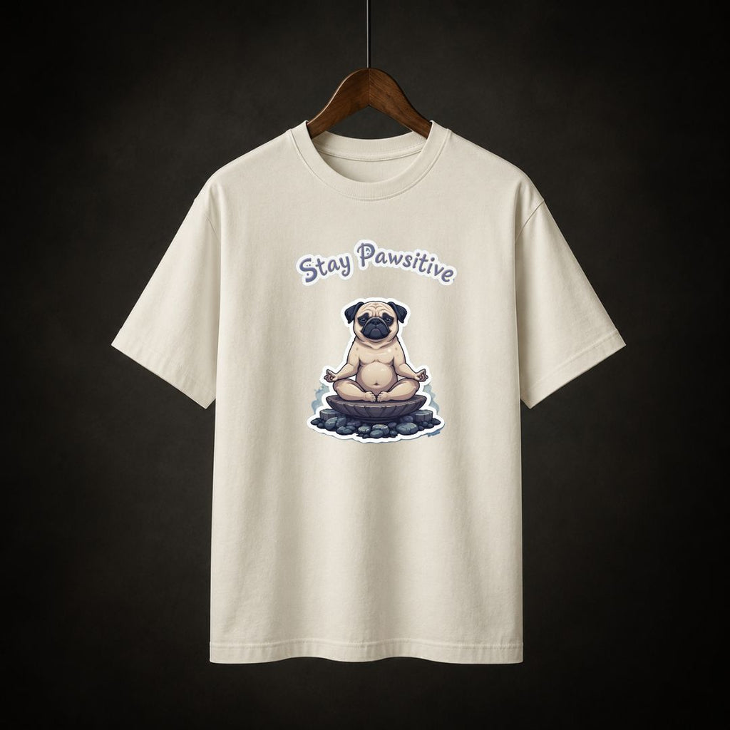 Stay Pawsitive Dog T-Shirt | Cute Pug Motivation Tee
