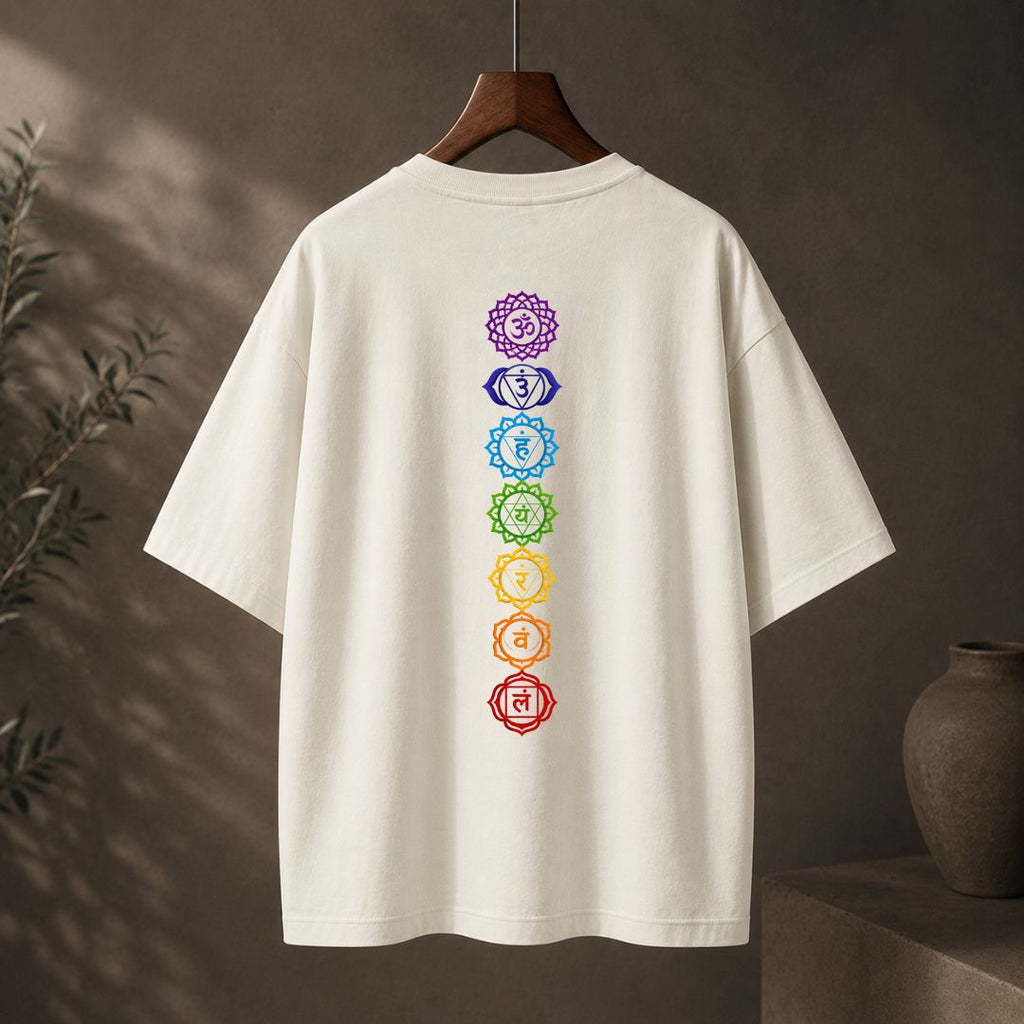 7 Chakra Oversized T-Shirt | Spiritual Chakra Alignment Yoga Tee