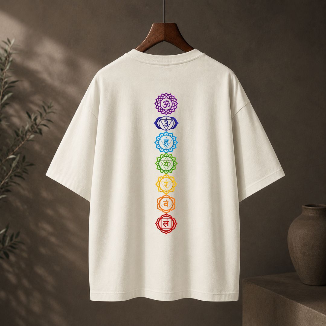 7 Chakra Oversized T-Shirt | Spiritual Chakra Alignment Yoga Tee