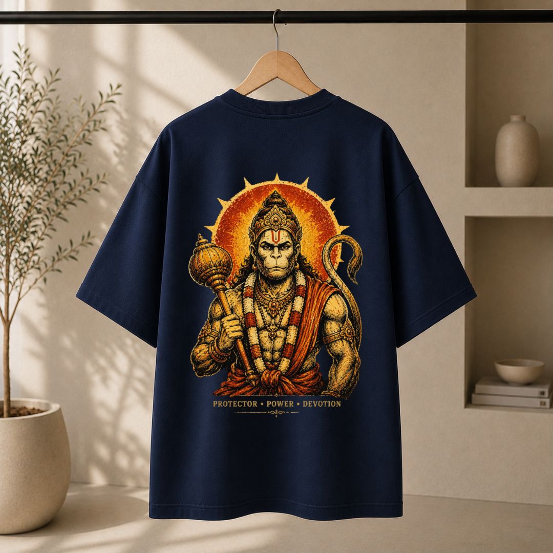 Lord Hanuman Protector Power Devotion Oversized T-Shirt