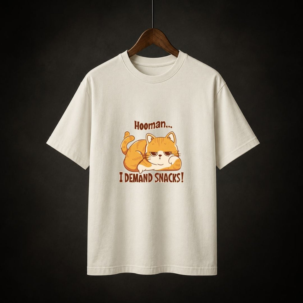 Hooman I Demand Snacks Cat T-Shirt | Funny Cat Lover Tee