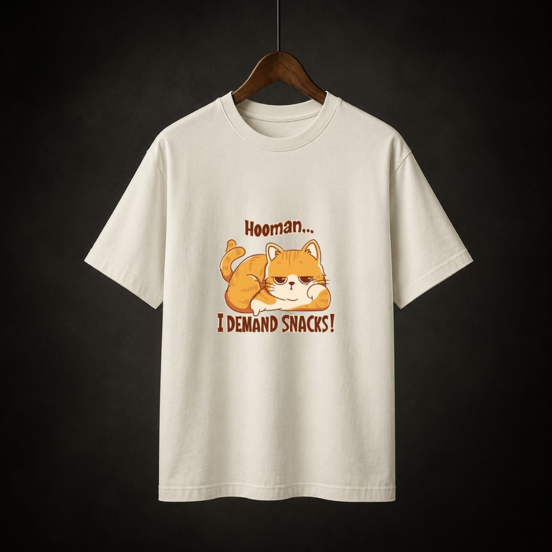 Hooman I Demand Snacks Cat T-Shirt | Funny Cat Lover Tee