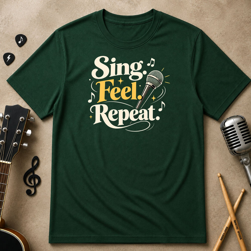Sing. Feel. Repeat. Unisex Music Tee