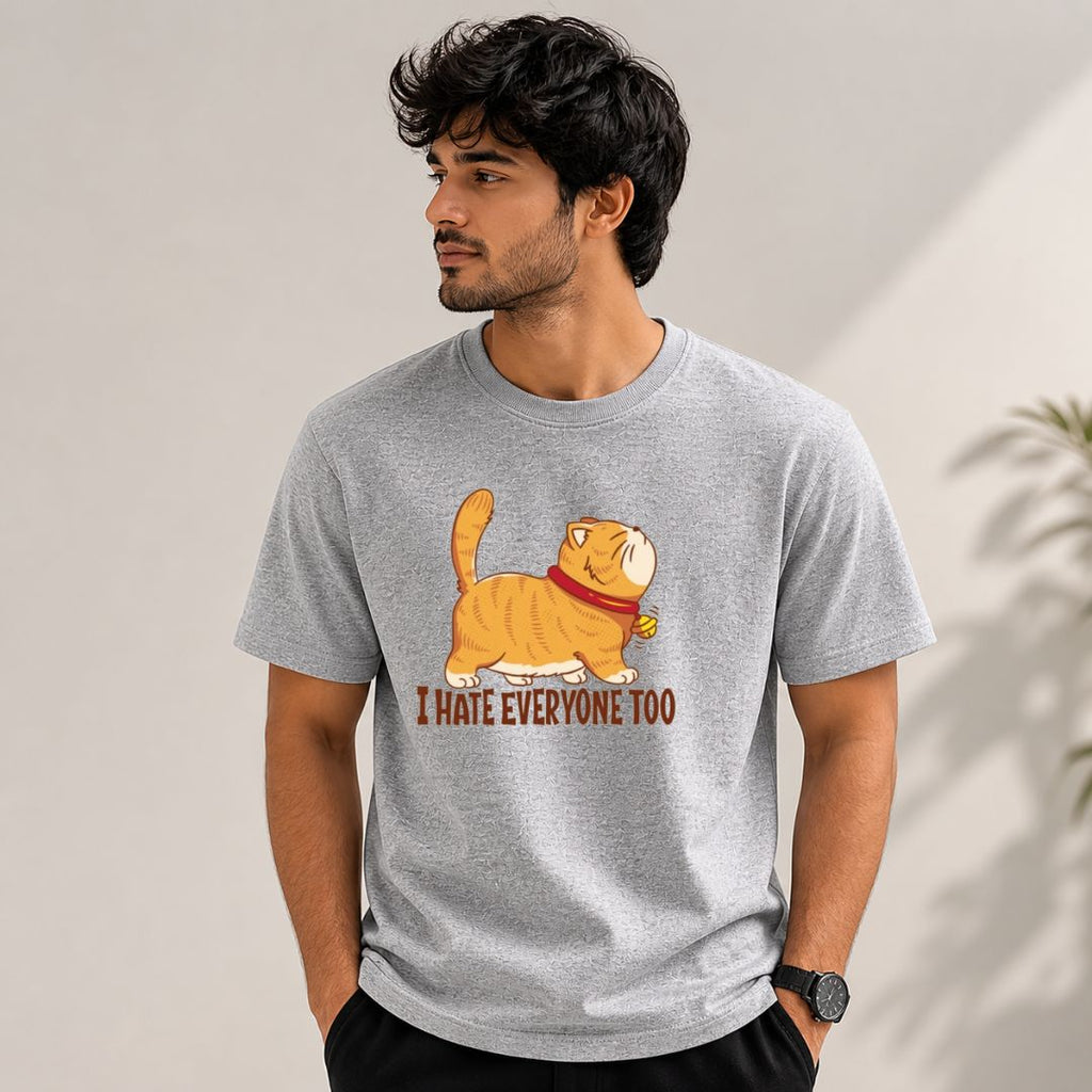 ]I Hate Everyone Too Cat T-Shirt | Funny Introvert Cat Tee