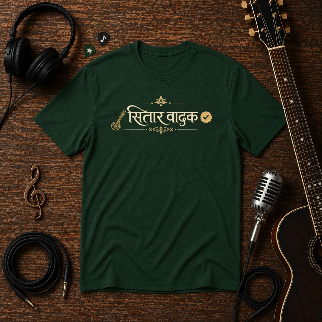 सितार वादक Unisex Tee – Hindi Sitar Player T-Shirt