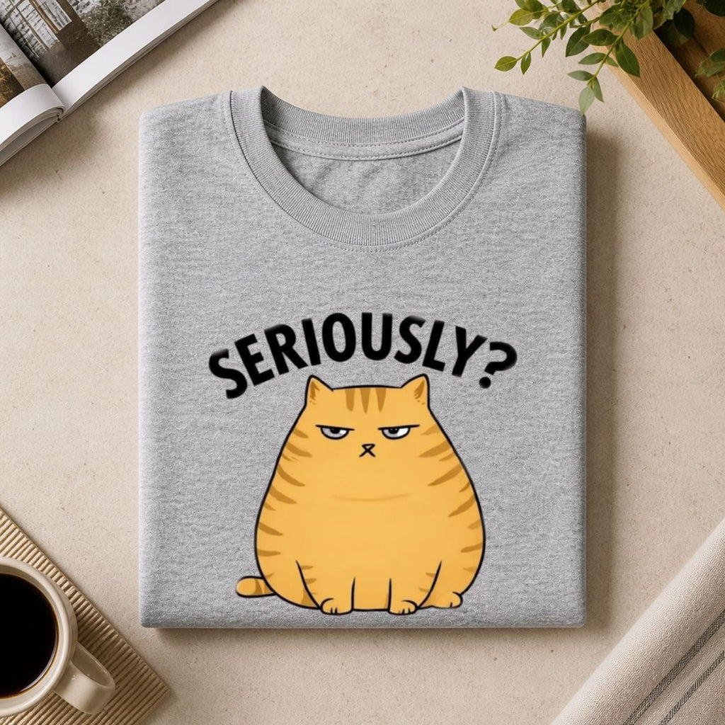 Seriously? Cat T-Shirt | Funny Grumpy Cat Graphic Tee